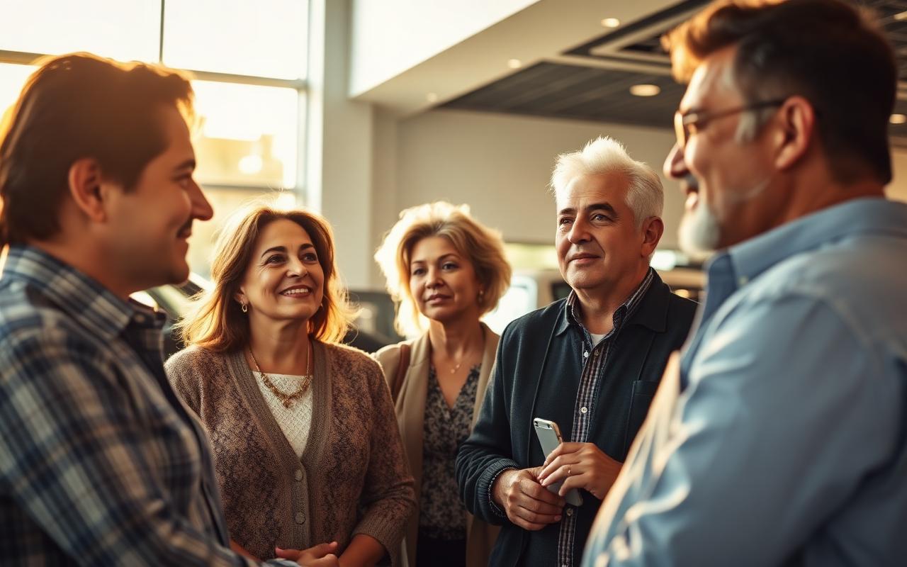 Hispanic family engaging with brand at dealership