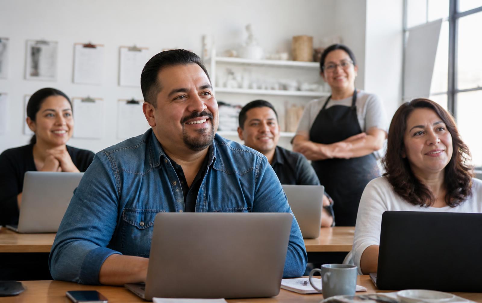 Hispanic entrepreneurs working together during a live HC Empowers session